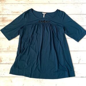 Women’s M Blue Top Metro 7 Brand A-line 3/4 Length Sleeves Size Medium